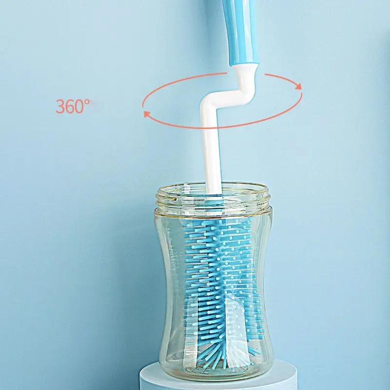 3 Pcs Blue Silicone Rubber Baby Bottle Cleaning Brush Sets Bottle Brush Bottle Cleaning Brush Cleaning Brush Cleaning Brush Set