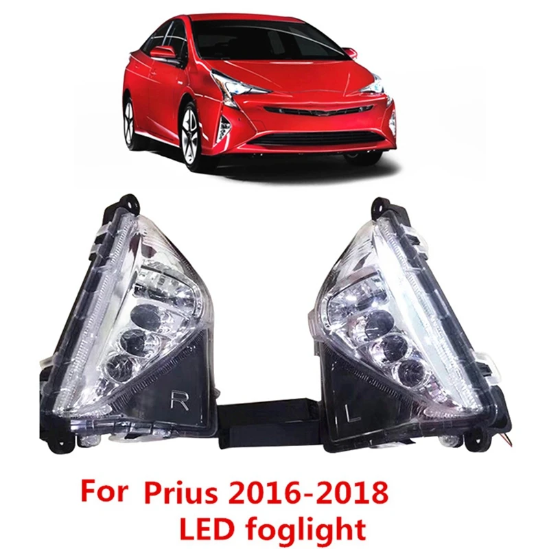 

Car Left Right LED DRL Fog Light For Toyota Prius 2016 2017 2018 Auto Driving Lamp Daytime Running Light Bumper Lamp