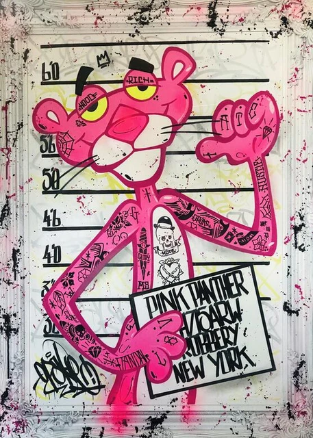 Modern Pop Graffiti Street Art Pink Leopard Canvas Cartoon Painting  Abstract Wall Poster Print Animal Panther Picture Home Decor - Painting &  Calligraphy - AliExpress