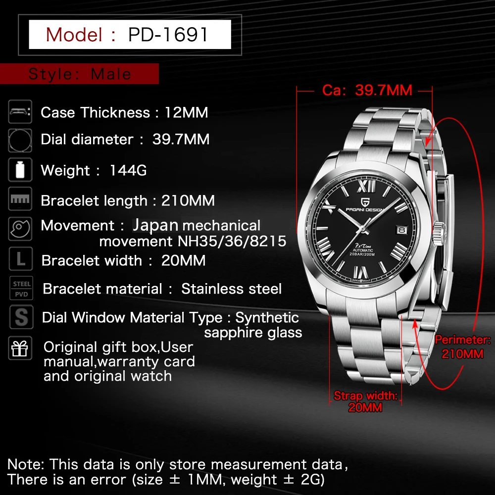 PAGANI DESIGN Men's Watches Automatic Watch For Men Sports NH35A Men Mechanical Wristwatches 20Bar Waterproof Reloj Hombre 2023