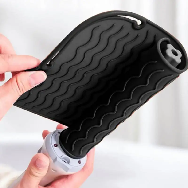 Silicone Hair Curling Wand Cover Hair Straightener Storage Bag Hairdressing Curling Iron Insulation Mat Heat Resistant Pouch