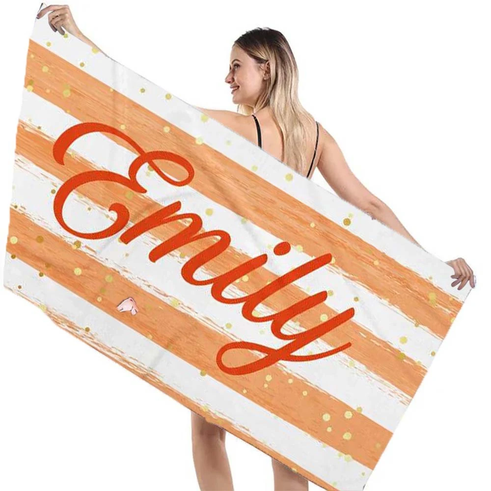 Personalized Beach Towel Microfiber Print Letter Towel Creative Colorful Glitter Stripe Summer Bath Towel 2024 New for Pool 2