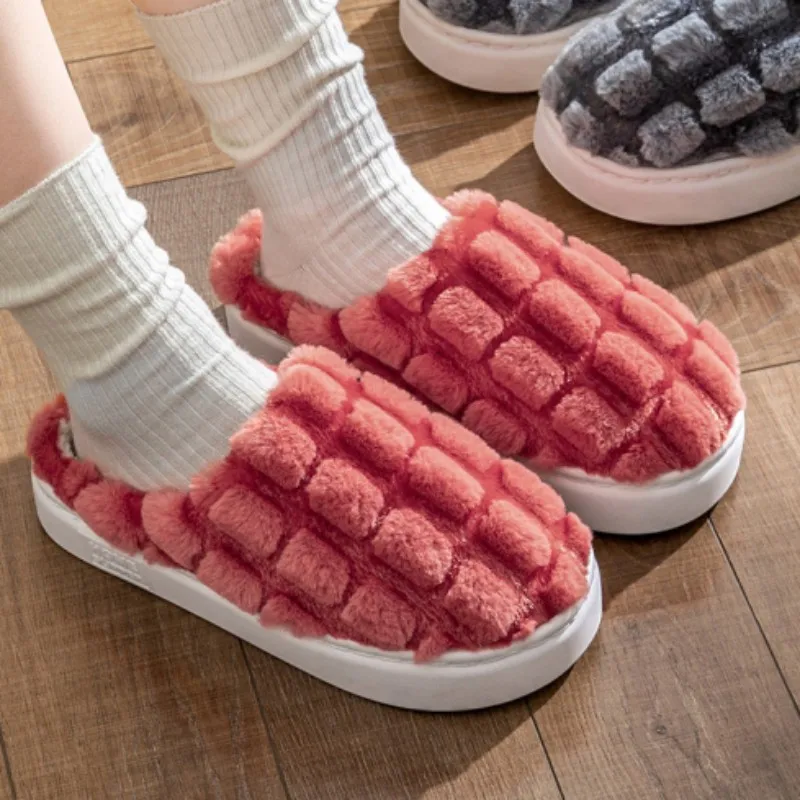 

Thick Soled Cotton Slippers for Men's Autumn and Winter New Indoor Home Anti-skid Plush Thermal Couple Slippers Mens Shoes