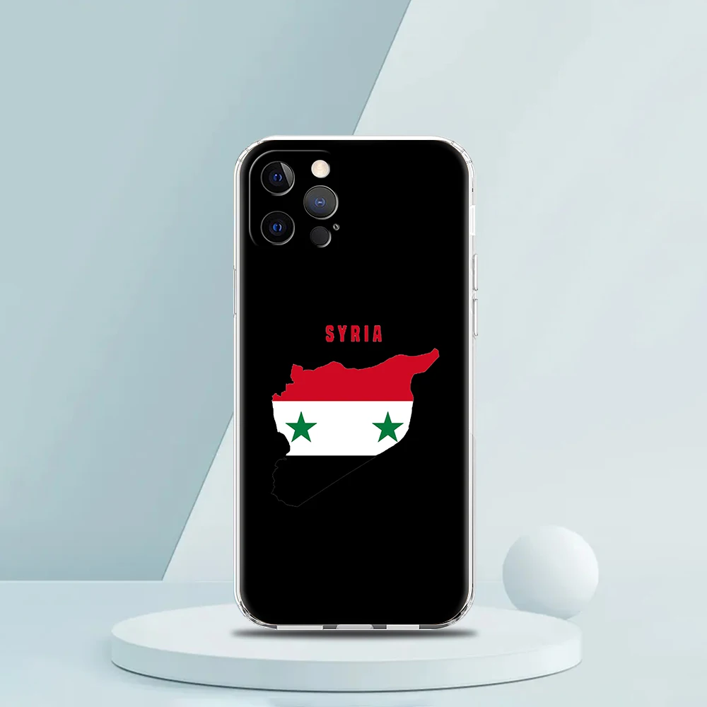 Luxury Silicone Clear Phone Case with Syria Flag Design