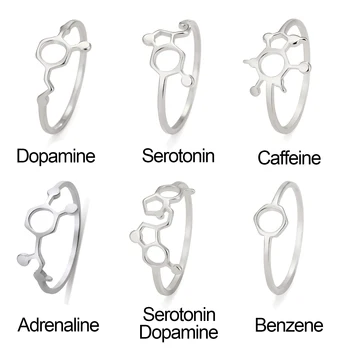 Unift Happiness Serotonin Dopamine Molecule Ring Fashion Chemistry Biology Jewelry Gift for Scientist Psychology Teacher Student 1