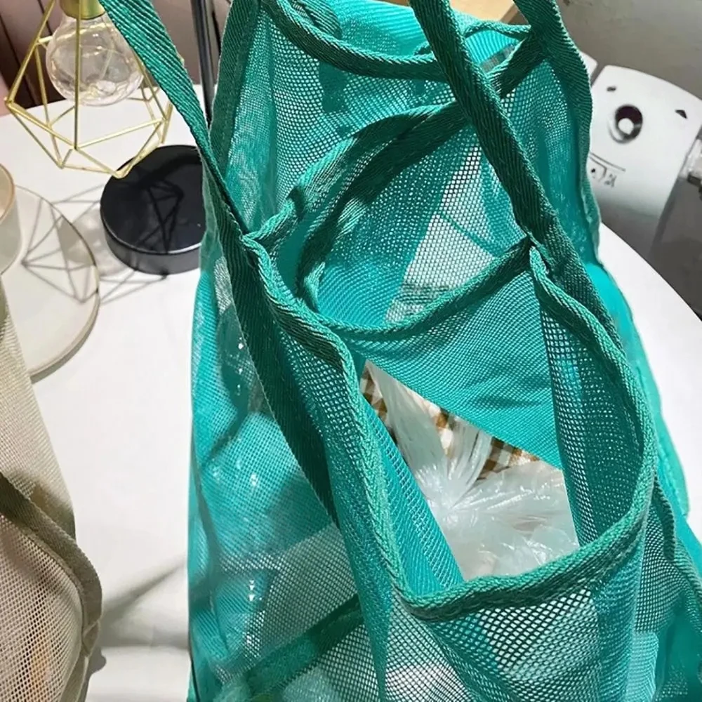 Breathable Mesh Tote Bag with Reinforced Handles - Large Reusable Bag for Shopping, Travel, and Gym