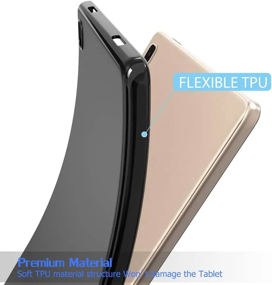 Soft Case For Samsung Galaxy Tab A7 10.4'' 2020 2022 SM-T500 T505 T509 Flexible Silicone TPU Black Protective Shell Back Cover