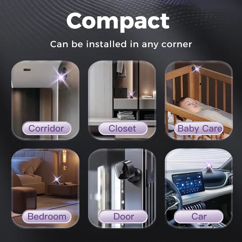 Lenovo New Security Monitoring High Definition 4K Rotating WiFi Mini Camera No Need for Plug in Night Vision Smart Home 4