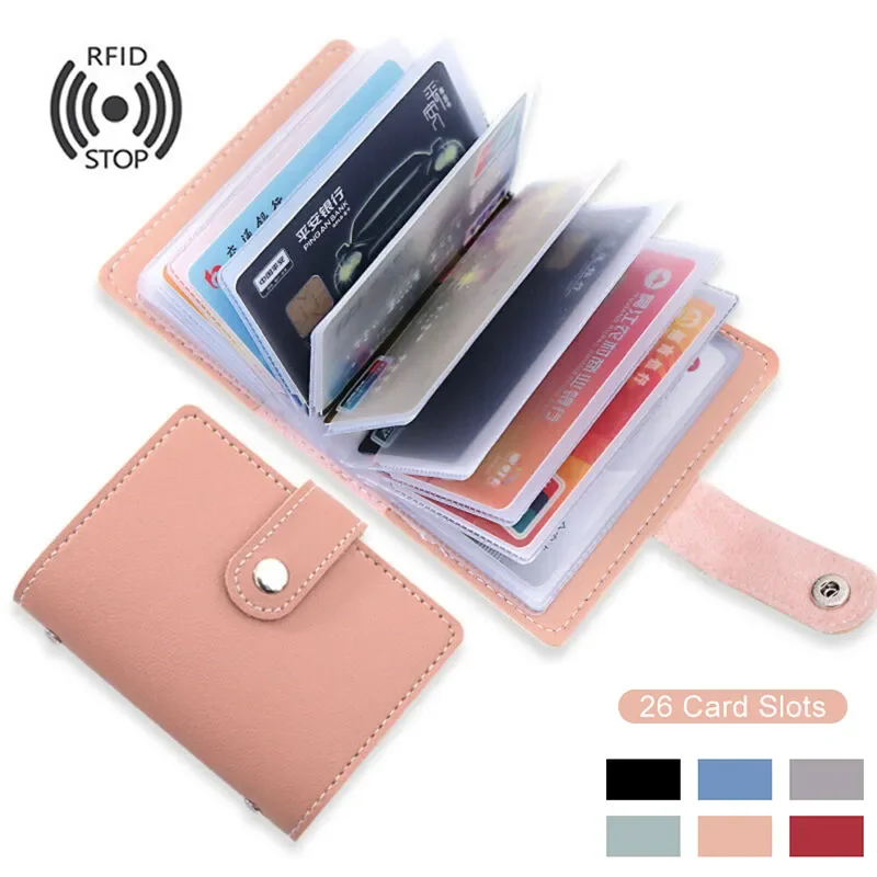 New Anti-theft ID Credit Card Holder Fashion Women's 26 Cards Slim PU Leather Pocket Case Purse Wallet bag  for Women Men Female