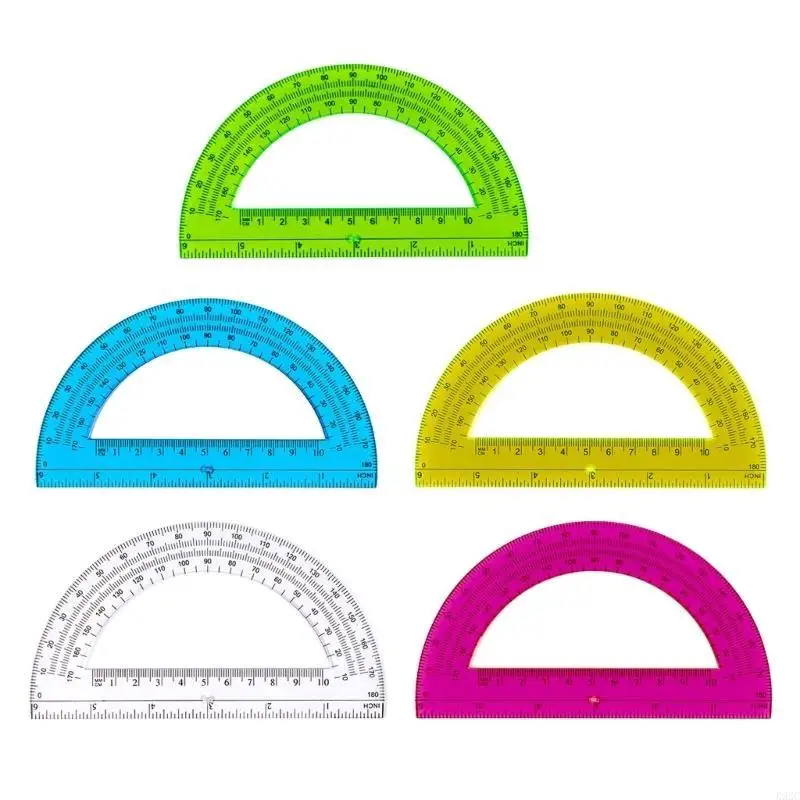 5Pcs 180도 플라스틱 각도기 6인치 각도기 학교 사무실 공급 K92C