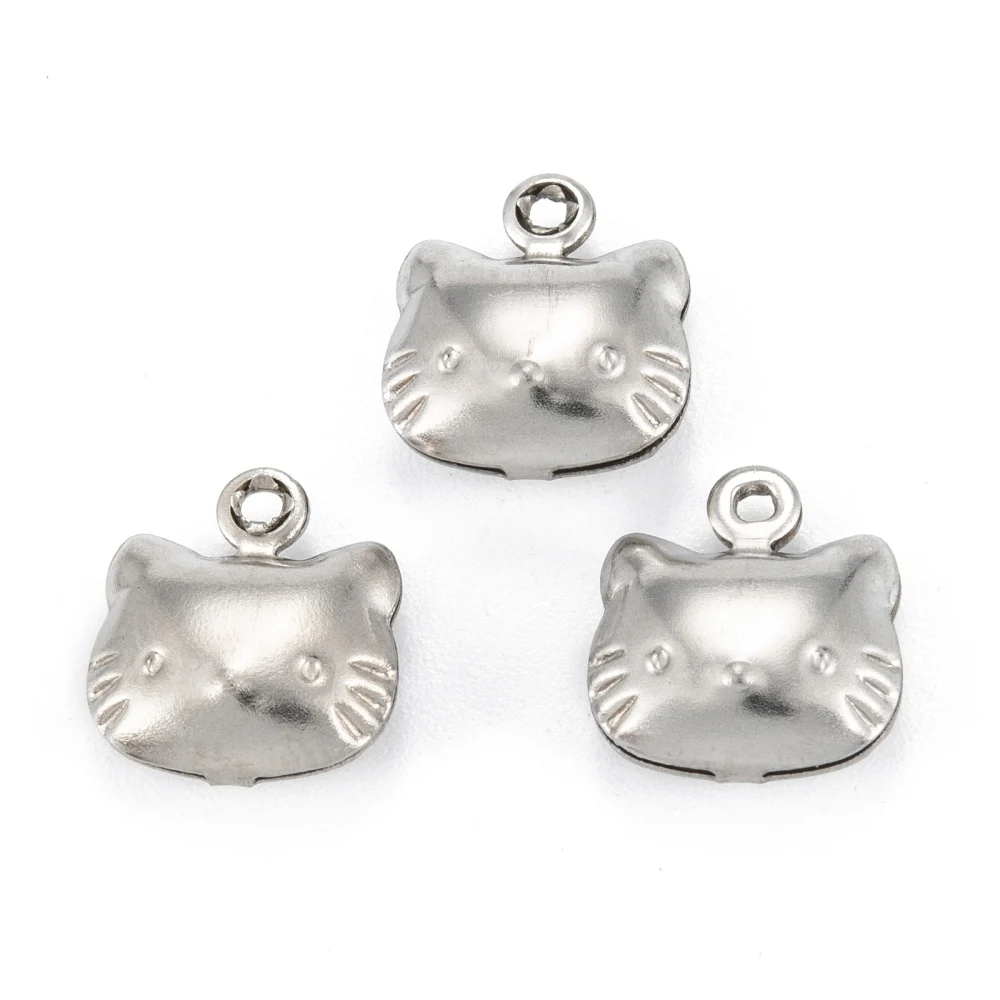 

50pcs 316 Surgical Stainless Steel Cat Charms Cute Animal Cat for Charm jewelry making DIY bracelet earring Crafts Decor