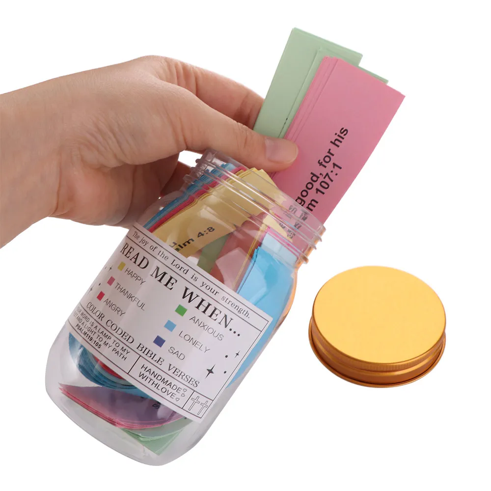 창의적인 성경 구절 항아리 감정 기분 성경 노트 색상 코드 감사 항아리 좋은 소식 메모지 다용도 감사 항아리