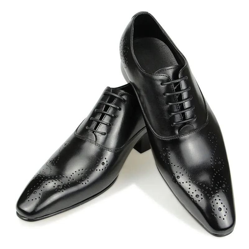 Luxury Genuine Leather Men Shoe Brogue Dress Oxfords for Male Lace-up Hand Painted Casual Party Wedding Daily High Grad Footwear