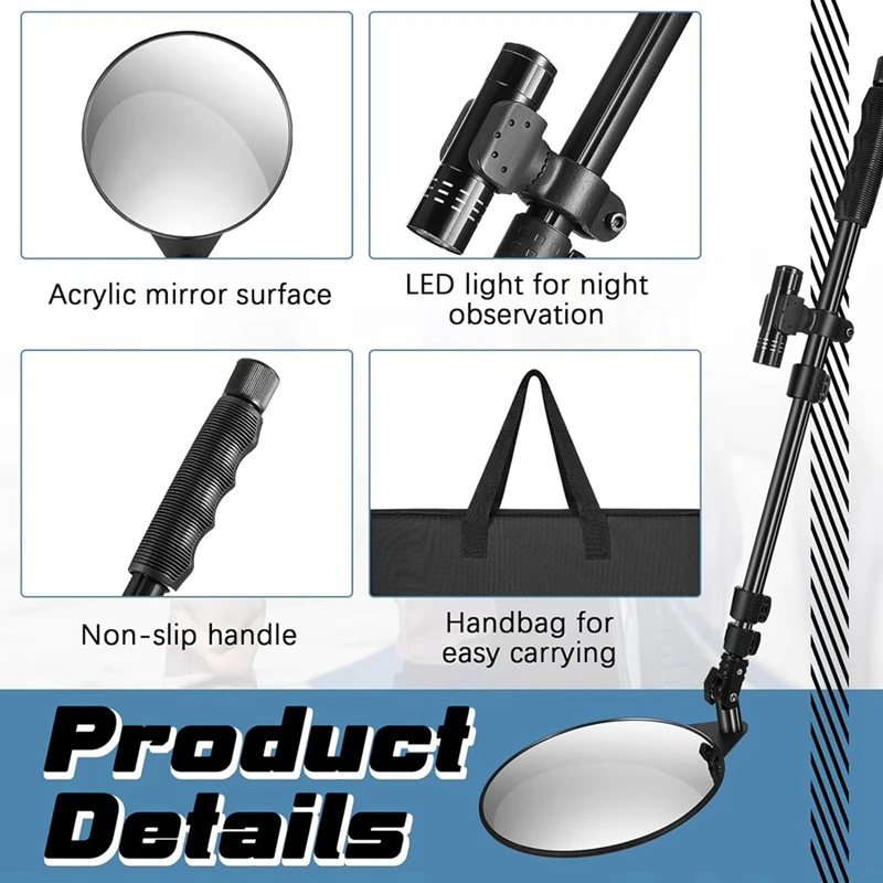 Under Vehicle Inspectionmirror With Light And Telescopic Handle Handheld Inspectionmirror For Under Vehicle Truck Spare Parts