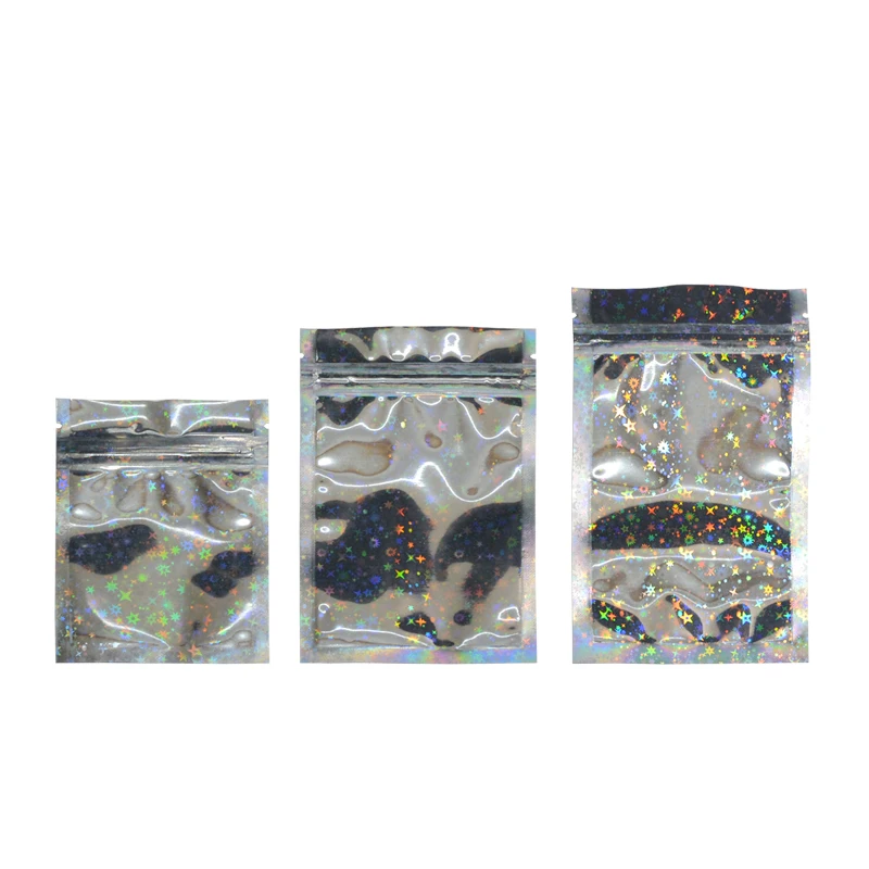 100 Pcs Glitter Heat Seal Aluminum Foil Ziplock Bags Flat Zip Lock Retail Package Bag Plastic  Foil Zip Bags Free Shipping 5
