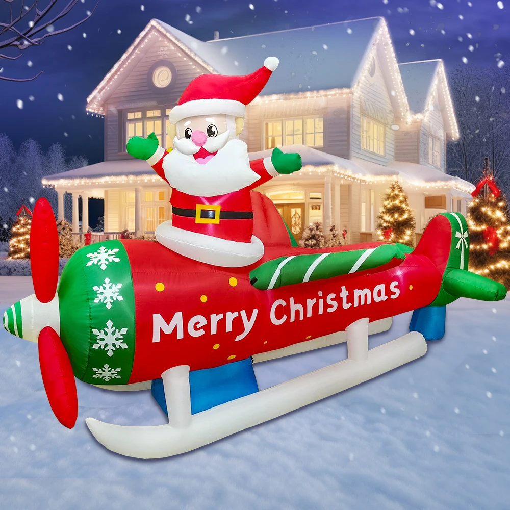 thumbnail image 1 of Decoración inflable navideña de Papá Noel para el hogar, alce navideño al aire libre, trineo tirado por ciervos, decoración para jardín, fiesta, accesorio con luz LED, 1 of 4