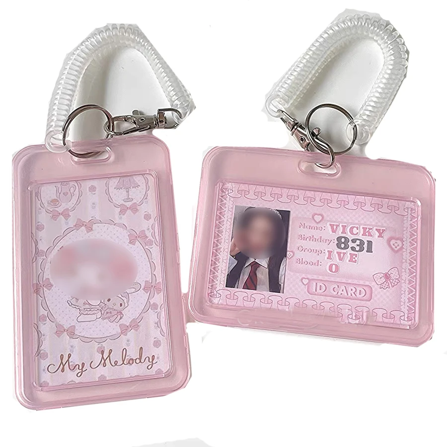SKYSONIC Pink Kpop Photo Card Holder Anti-lost Keychain 3 Inch Transparent Idol Protective Case Bag Bus Cards Sleeves Supplis 3