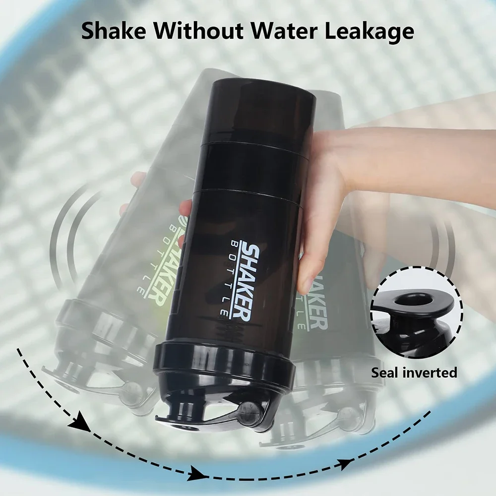3 Layers Shaker Protein Bottle Powder Shake Cup Water Bottle