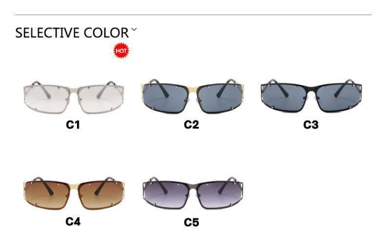 Futuristic Large Frame Sunglasses with Personalized Hollow Rivets