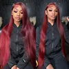 Burgundy Straight 13x6 HD Lace Frontal Wigs Human Hair 30 40 42 Inch 99j Red Colored 13x4 Transparent Lace Front Human Hair Wigs 1