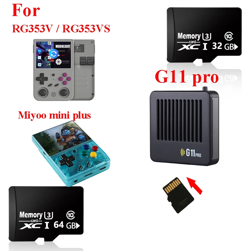 SD 카드 TF 카드 메모리 카드 플래시 카드, MIYOO MINI 플러스, MIYOO MINI +, G11 Pro, RG353V, RG353VS 게임 콘솔용, 64GB, 128GB, 256GB