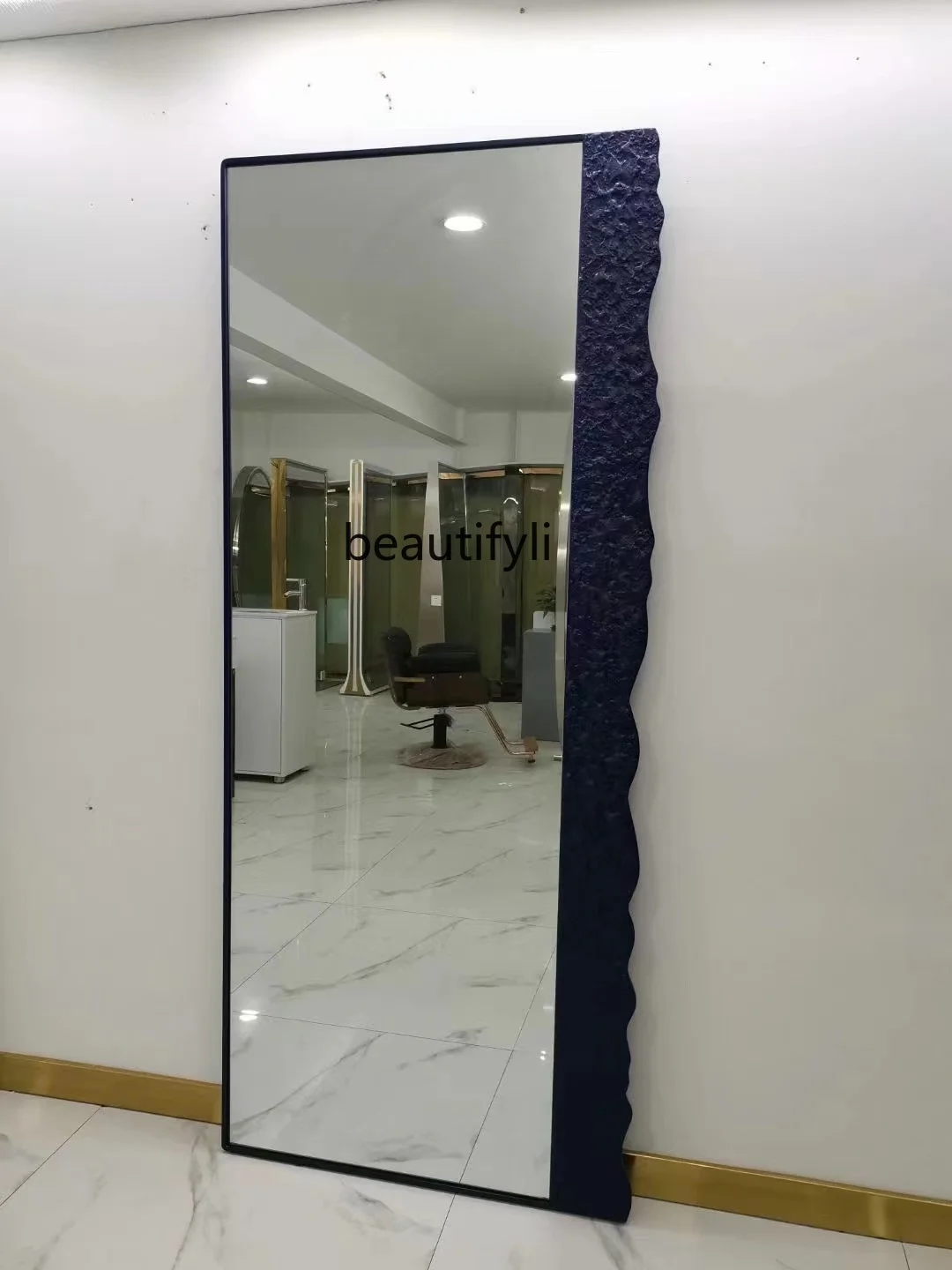 

Hair Salon Dressing Table for Hair Salon Barber Shop Hair Cutting and Perming Floor Double Mirror Wall-Mounted Mirror with Light