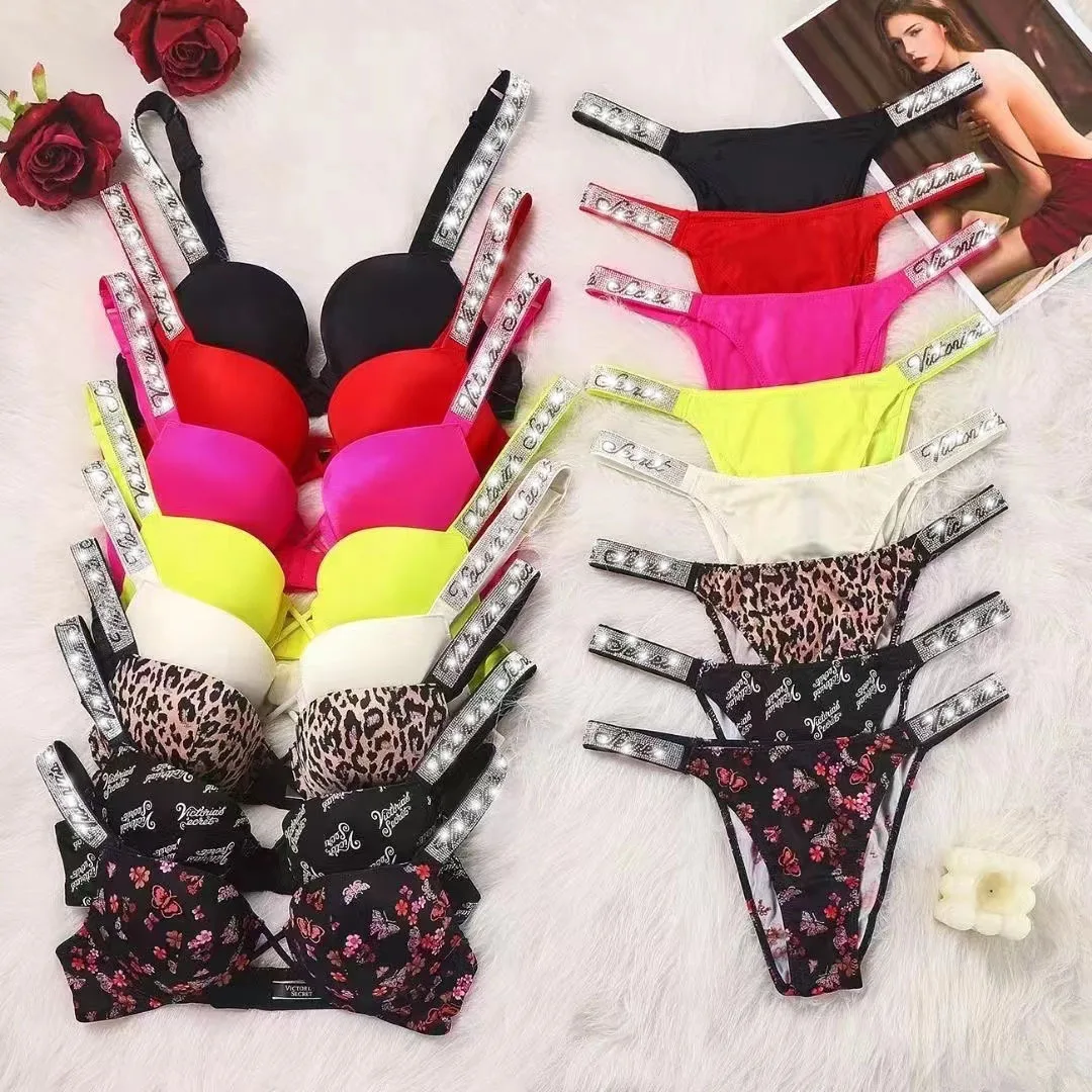 

Women Underwear Sexy Push-up Bra and Panty 2 Pcs Sets Comfortable Brassiere Adjustable Gathered Lingerie Wholesale