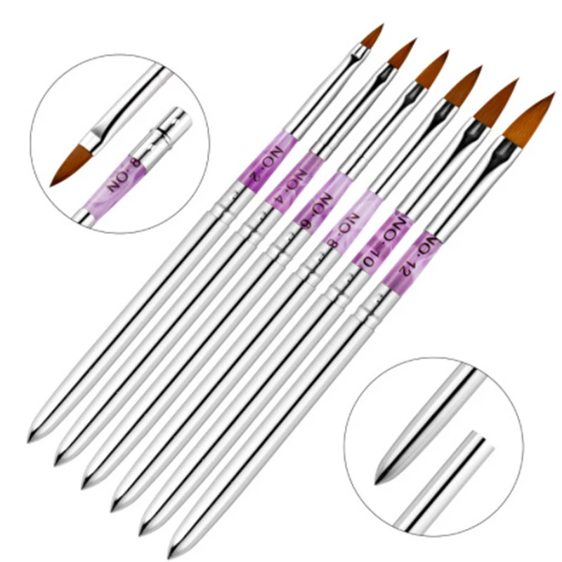 

6 Sizes Nail Art Brush Engraving Dotting Drawing Painting UV Gel Glitter Drawing Painting Carving Flower Pens Nail Brushes Tools