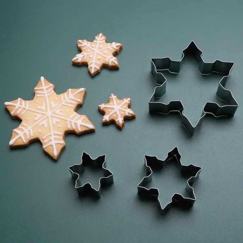 3-piece Snowflake Cookie Mold Food-grade Stainless Steel Baking Tool DIY Cookie Cutters for cookie cutters