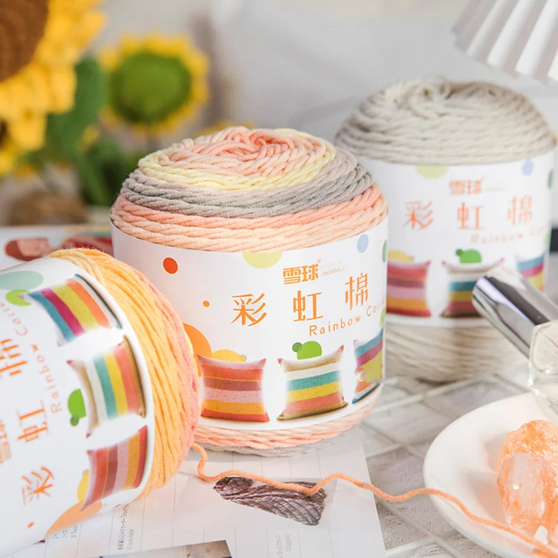 3pcsX100g Rainbow Yarn 5 Strand Segment Dyed Yarn DIY Handmade Knitted Yarn for Sweater Hat Scarf Sofa Cushion Cake Yarn 193M 6