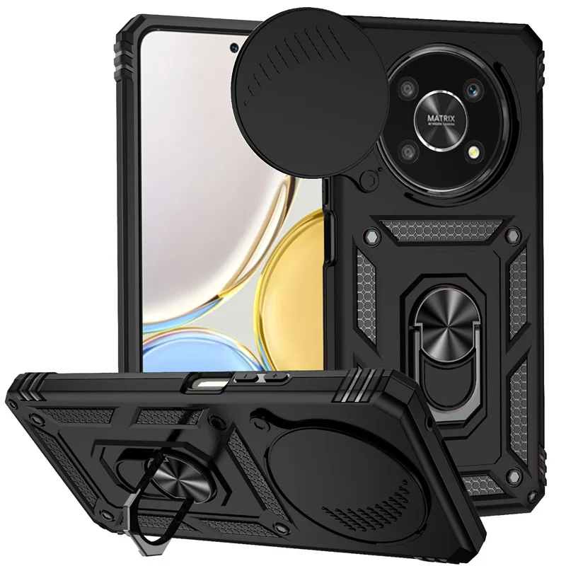 Shockproof Armor Ring Phone Case with Lens Protection for Honor Magic4 Lite 5G and X9