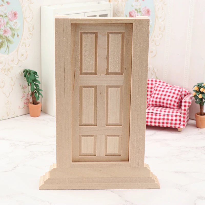 1Pcs 1:12 Dollhouse Miniature Door Flat Top Door Unpainted DIY
