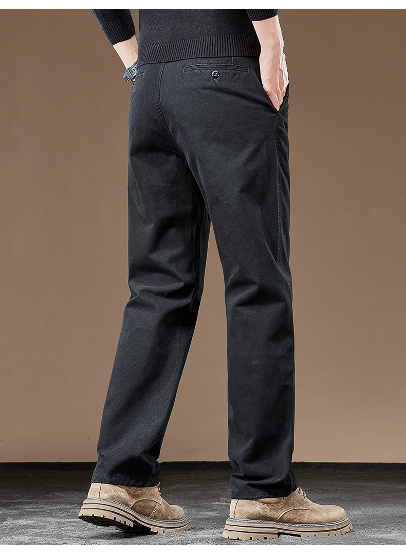 100% Baumwolle Gerade Casual Hosen Herbst Neue Mode Lose Komfortable Verdickte Business Hosen Männliche Einfarbig Klassische Hosen – Detail 23