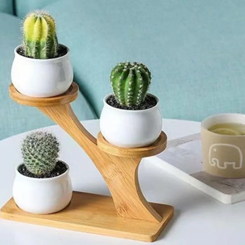 Bamboo Arch Plant Shelves Countertop Pot Modern Watering Window Plant Stand Pots Balcony Home Decoration