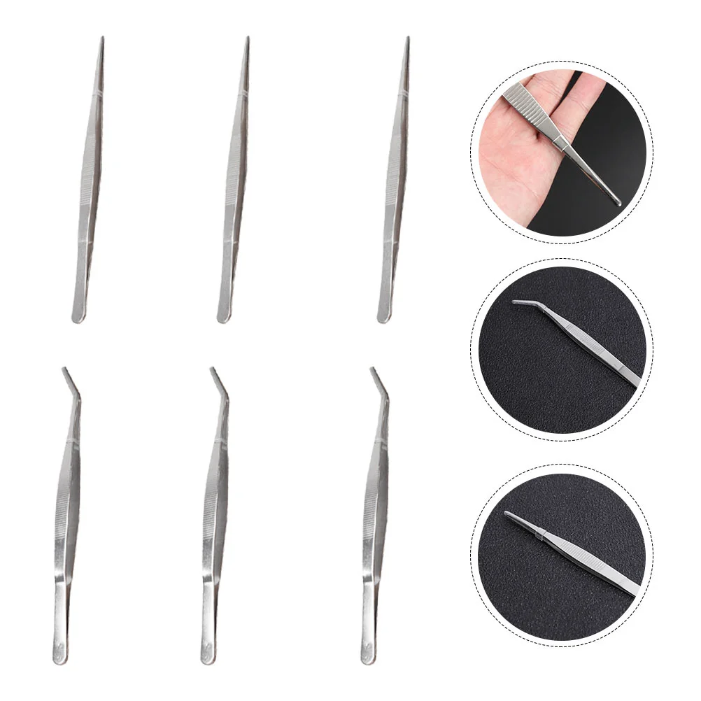 6 Pcs Tools Succulent Bonsai Tweezers Small Planting Gardening Accessory Silver