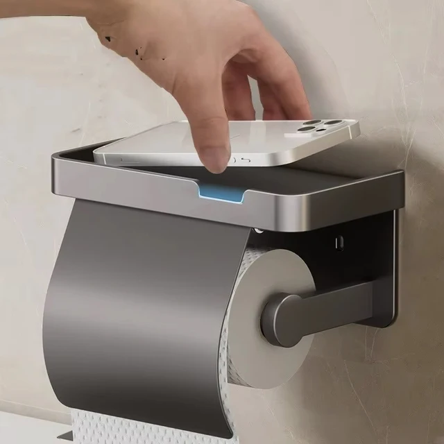 ไม่ต้องเจาะผนัง กล่องใส่กระดาษทิชชู่แบบติดผนัง ที่ใส่กระดาษทิชชู่ในห้องน้ำ กันน้ำ กล่องใส่กระดาษชำระแบบม้วน 1