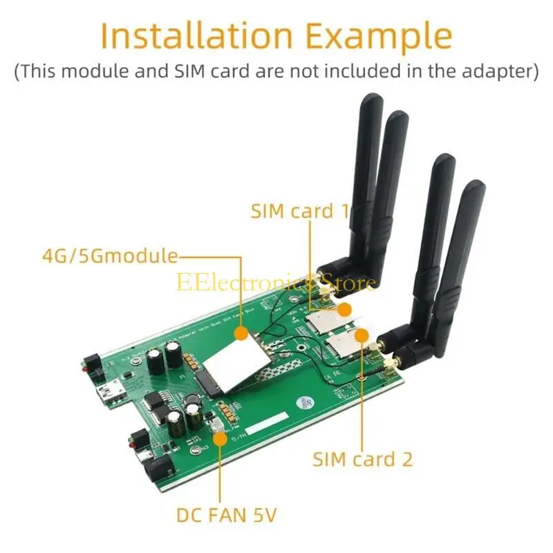 B03C M.2 NGFF 4G 모듈 USB3.0 어댑터(안테나 4개 및 보호 케이스 팬 포함)