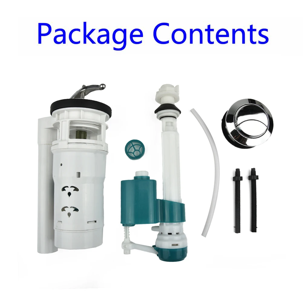 Description Picture 2 of itemToilet Tank Kits Cistern Toilet Fill Parts Water Drain Flush Valve Button Set Repair Fittings Plastic Stainless Steel
