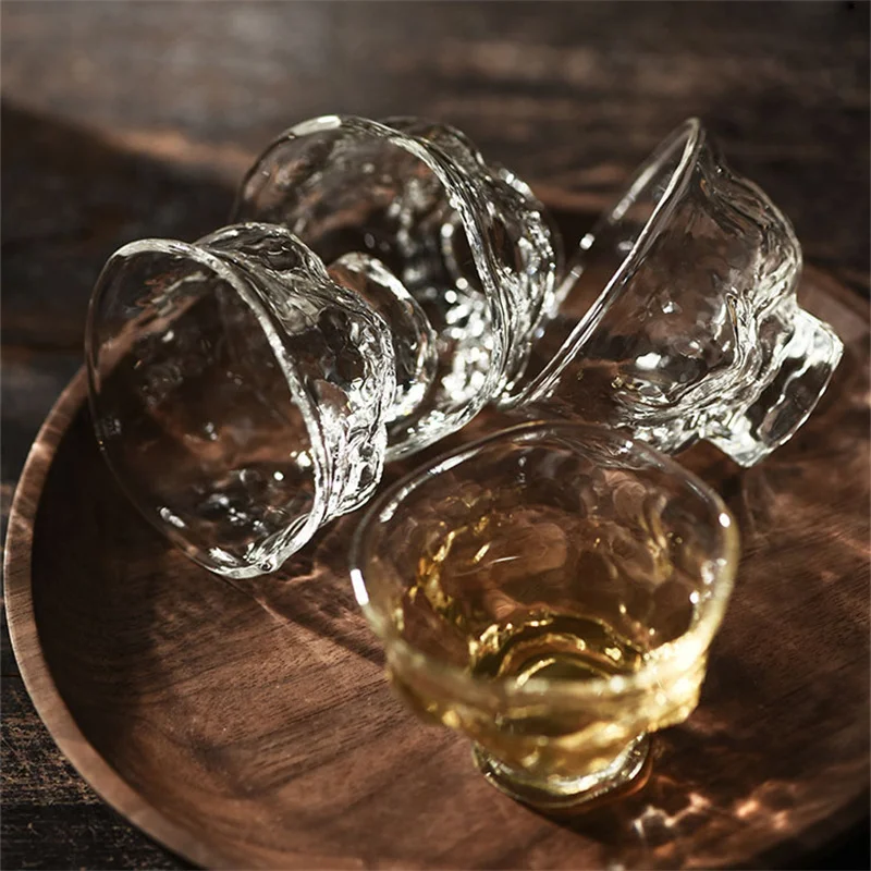 2Pcs/Lot Japanese Hammer Pattern 60ml Small Capacity Glass Tea Cup Tea Appreciateing Cup Kung Fu Accessories