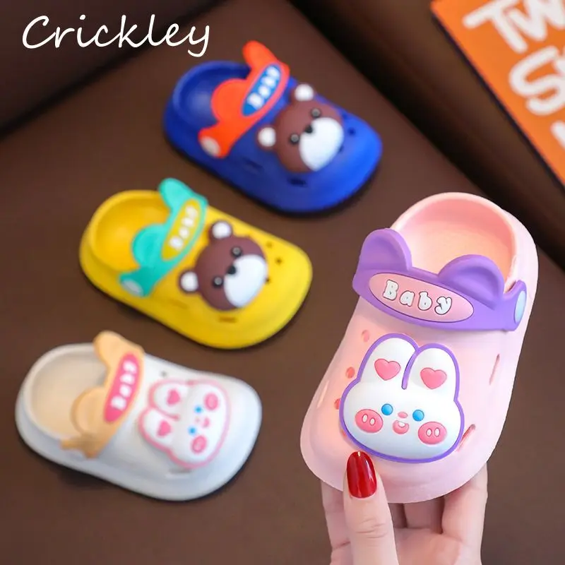 

Rabbit Bear Baby Girls Boys Slippers Cartoon PVC Soft Outdoor Slippers For Kids Non Slip Soft Toddler Children Clogs Beach Shoes