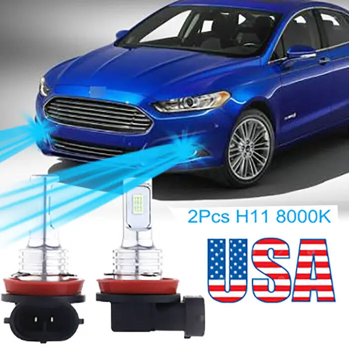 

2x H11 8000K 70W Bulbs Ice blue LED Fog Light For Ford Fusion 2018-2020