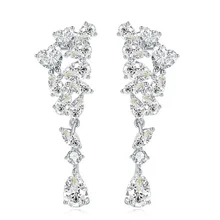  925 Sterling Silver Pear Lab Sapphire High Carbon Diamonds Gemstone 18K Gold Plated Drop Dangle Earrings Fine Jewelry 