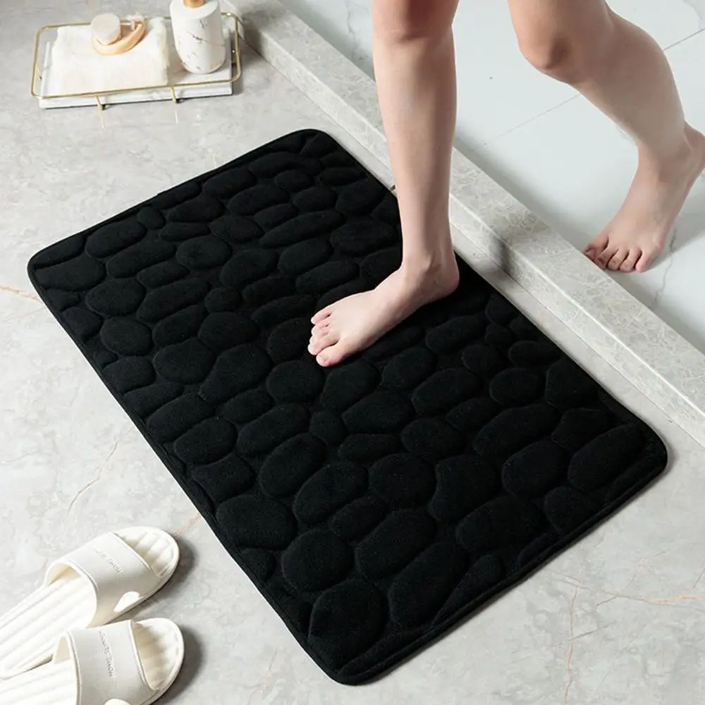 Cobblestone Embossed Non-Slip Washable Bath Mat Rug