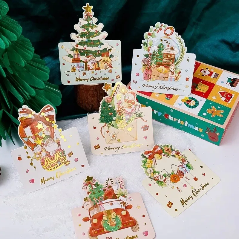 100/1pcs Christmas Greeting Cards 3D Foldable Paper Card Postcard Party Wedding Envelope Decor Creative Christmas Gifts Supplies