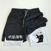 Itadori Yuji 2 in 1 Compression Shorts for Men Anime Jujutsu Kaisen Performance Shorts Basketball Sports Gym Shorts with Pockets 1