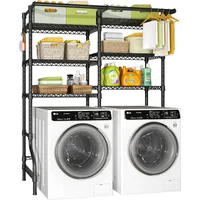 U13 Medium Over Washer and Dryer Storage Shelves, 6 Tiers Laundry Room Standing Shelf with 2 Hanger Rods, Space 1