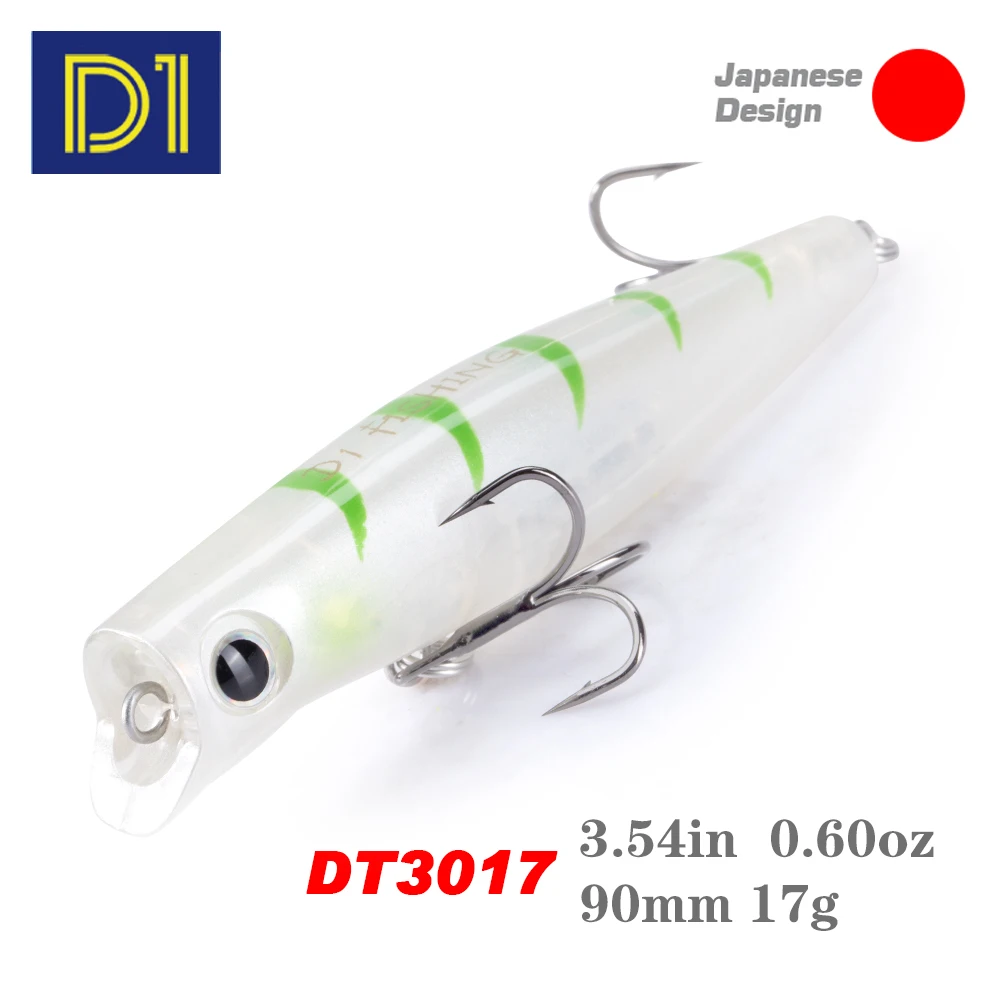 

D1 Slow Sinking Popper Lures 90mm/17g Artificial Long Casting Wobbler Lipless Hard Plastic Baits for Fishing Bass Pesca Tackle