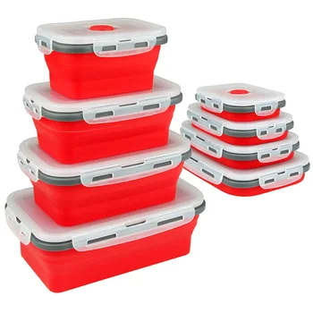Collapsible Silicone Food Storage Bowls with Lids 1