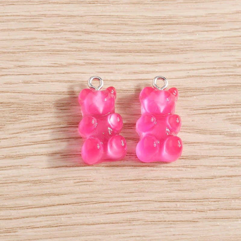 Tusember 10 Stück süße glänzende bunte Harz Gummibärchen Charms Anhänger für Schmuck Halskette DIY Armband Ohrringe Zubehör Handwerk – Detail 25