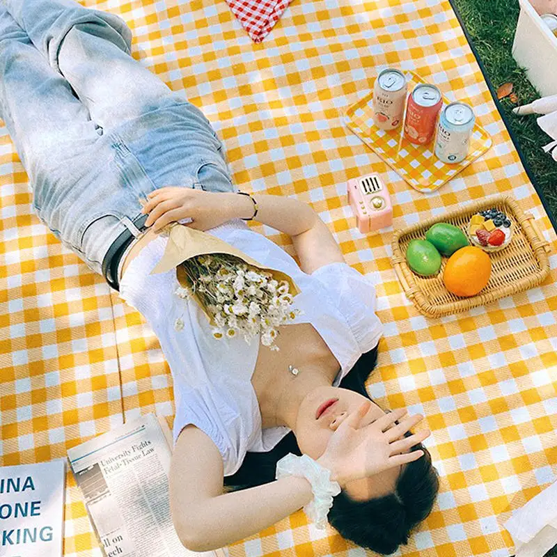 야외 피크닉 접이식 캠핑 담요, 휴대용 캠핑 담요 방수 슬리핑 패드 비치 매트 여행 하이킹 텐트 블랭킷 담요